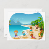 子供遊達のビーチ ポストカード (正面/裏面)