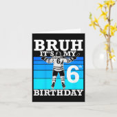 子供達よ、ほら！今日は6歳の誕生日、アイスホッケー6年目だよ カード (黄色い花)