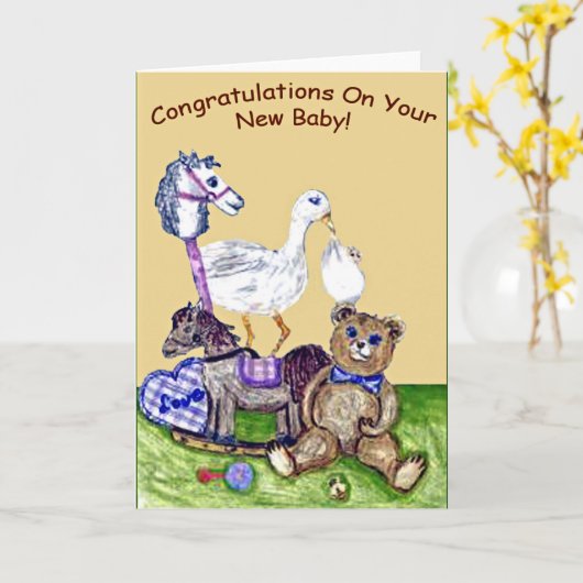 子供部屋おめでとうございます新生児 カード (黄色い花)