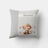 子供部屋にお名前 かわいいお猿さん グレー クッション (裏面)