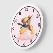 🐻子供部屋にぴったりなかわいいテディベアの壁掛け時計 🕒 ラージ壁時計 (傾斜)