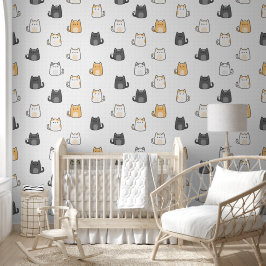 子供部屋にぴったりのかわいい猫のデザイン 壁紙