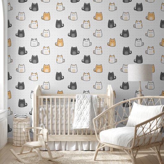 子供部屋にぴったりのかわいい猫のデザイン 壁紙 (キッズ)