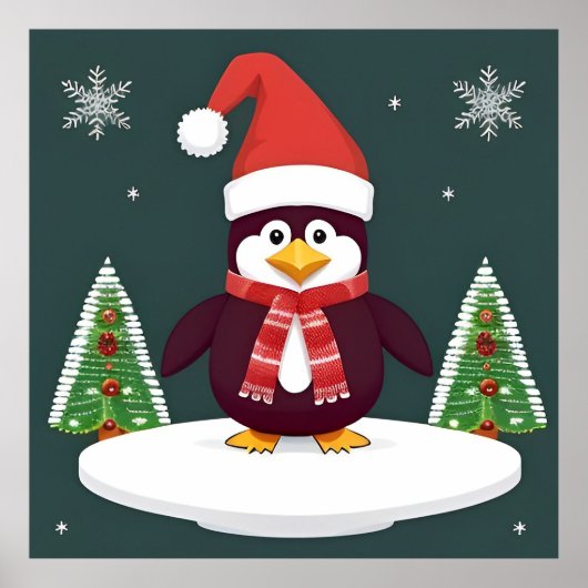 子供部屋のクリスマスペンギン壁飾り ポスター (正面)