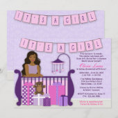 子供部屋のベビーシャワーの招待のかわいくモダンなお母さん 招待状 (正面/裏面)