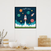 子供部屋のポスターにぴったりな遊び心あふれる宇宙アート ポスター (キッチン)