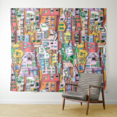 子供部屋の保育園のためのモダンな水彩の背景 タペストリー (インサイチュ(横))