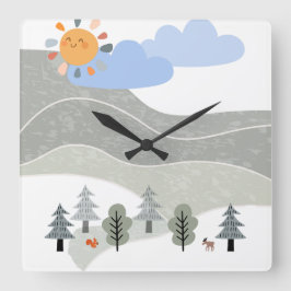 子供部屋の時計 スクエア壁時計