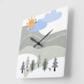 子供部屋の時計 スクエア壁時計 (傾斜)