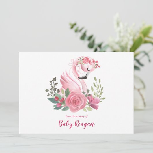 子供部屋の白鳥のモノグラムのベビーシャワーは感謝していしています サンキューカード (スタンド正面)