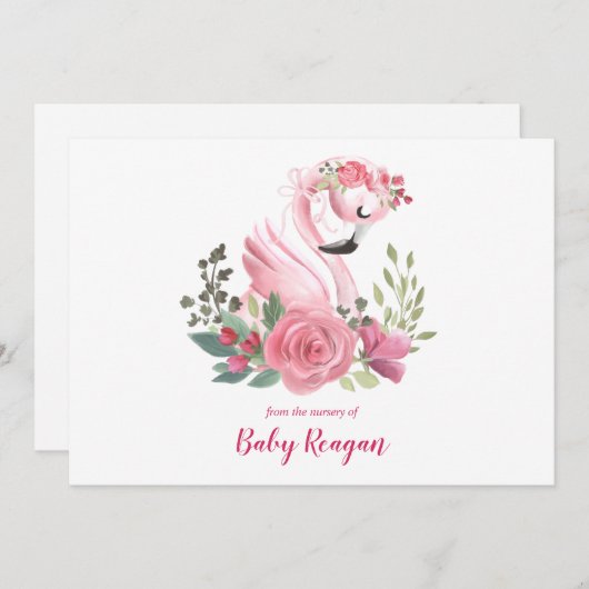 子供部屋の白鳥のモノグラムのベビーシャワーは感謝していしています サンキューカード (正面/裏面)