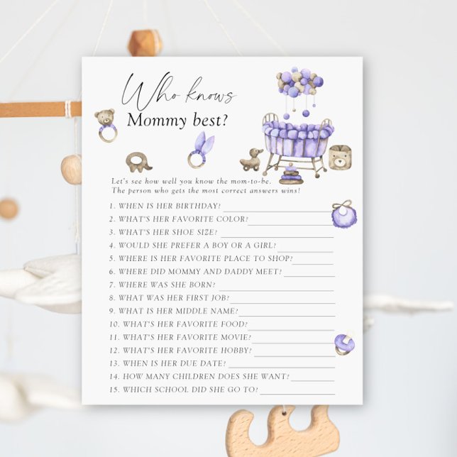 子供部屋の赤ちゃんシャワー – 誰がママのゲームを知っ最高のている (クリエイターアップロード済み)