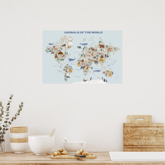 子供部屋やキッズルームの世界地図 ポスター (キッチン)