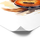 子供部屋アートのポスターオレンジキャットギター右利き ポスター (角)