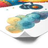 子供部屋アートのポスター飛んでいるチャイルドプロペラ飛行機 ポスター (角)