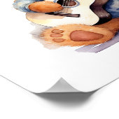 子供部屋アートのポスターTeddy Bear右利きギター ポスター (角)