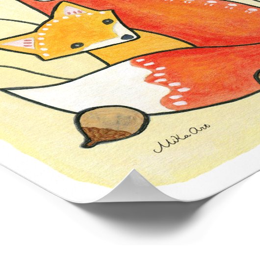 子供部屋アートプリントキツネプリントウッドランド子供部屋デコール ポスター (角)