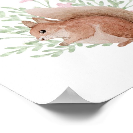 子供部屋ウォールアートベビー動物リス親切 ポスター (角)