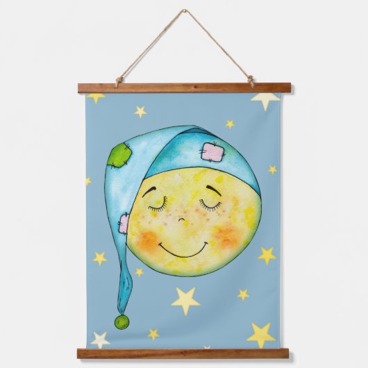 子供部屋ウォールアートムーンスターズイエローブルータペストリー 吊り下げ型タペストリー (正面3)
