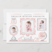 子供部屋ウォールベビーガール誕生発表 案内状 (正面)