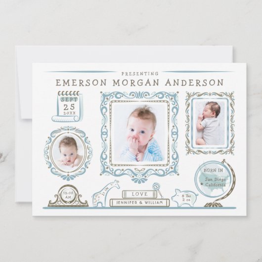 子供部屋ウォールベビー誕生発表 案内状 (正面)