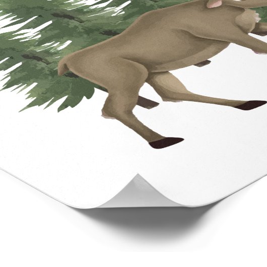 子供部屋ウッドランドアニマルムースウォールアートデコール ポスター (角)