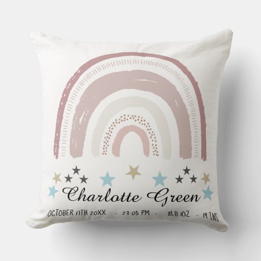 子供部屋クッション誕生レインボースターズ クッション (正面)