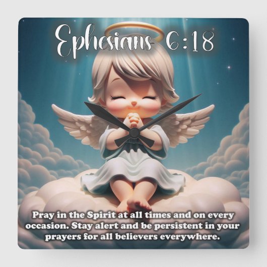 子供部屋クリスチャン時計 スクエア壁時計 (正面)