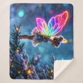 子供部屋クリスマス妖精の雪の木のホリデーライト シェルパブランケット (正面)