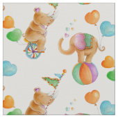 子供部屋サーカス動物の水のカラーアート生地 ファブリック (クローズアップ)