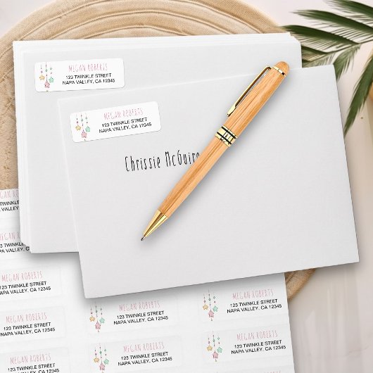 子供部屋スターズピンクホワイト差出人住所ラベル ラベル