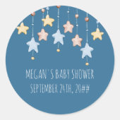 子供部屋スターズブルーパーソナライズされたベビーシャワー ラウンドシール (正面)