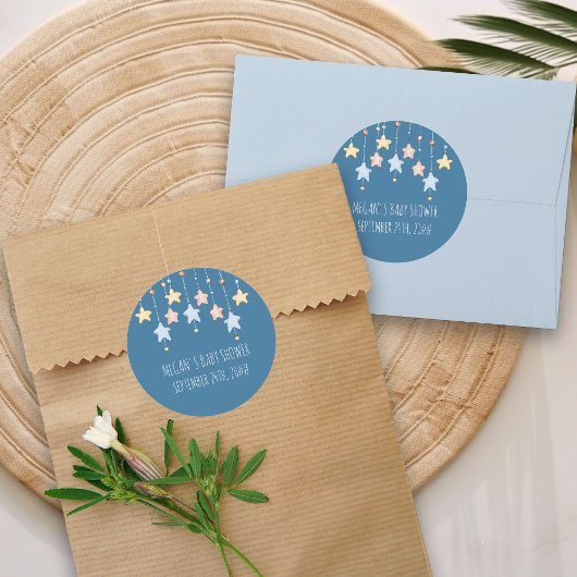 子供部屋スターズブルーパーソナライズされたベビーシャワー ラウンドシール