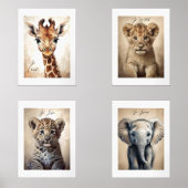 子供部屋デコールジャングル動物プリント写真タイル (正面)