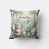 子供部屋デコール、森かわいい動物 – 名前をカスタムする クッション (裏面)