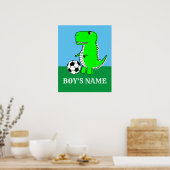 子供部屋パーソナライズされたデコールディノボーイズ名 ポスター (キッチン)