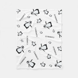 子供部屋パーソナライズされた白黒ペンギン フリースブランケット