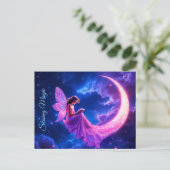 子供部屋ピンクの妖精ファンタジーグリッターネオンムーン ポストカード (スタンド正面)