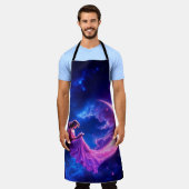 子供部屋ピンクフェアリーファンタジーグリッターネオンモー エプロン (着用した状態)