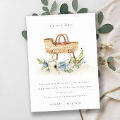 子供部屋ブルーフローラベーシネットベビー発表 サンキューカード