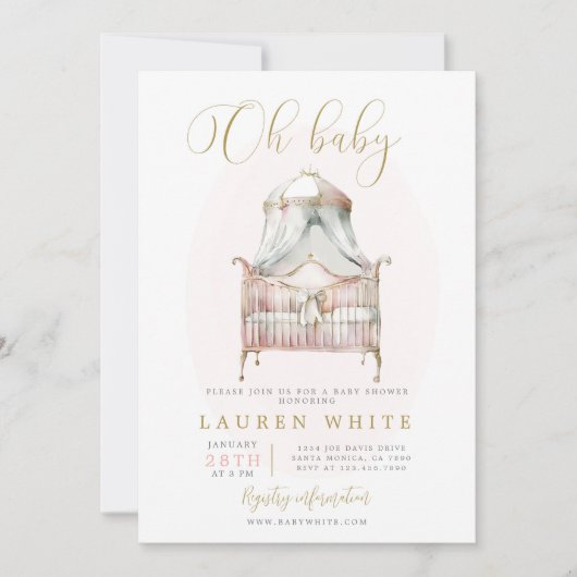 子供部屋ベビーシャワーガール 招待状 (正面)