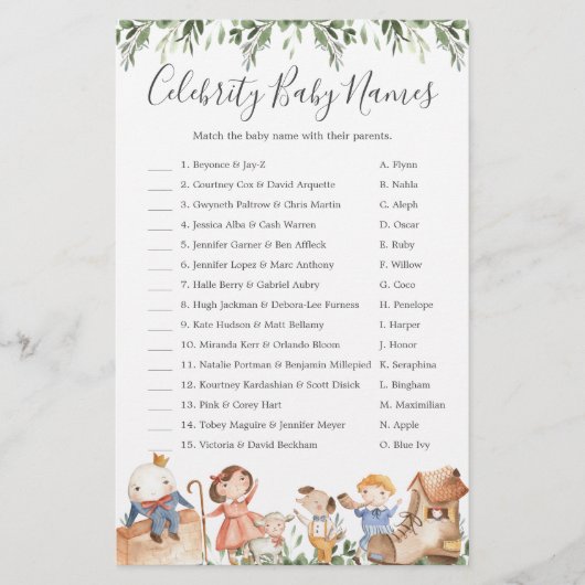 子供部屋ベビーシャワー有名人ベビーネームゲーム (正面)