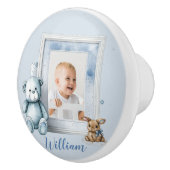 子供部屋ベビーブルーフォトフレームテディバニー セラミックノブ (右)