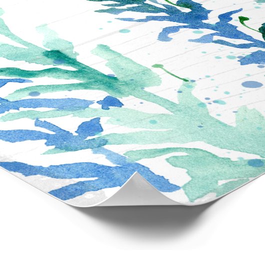 子供部屋ベビーホエールヒトデモダンビーチ幾何学 ポスター (角)