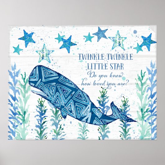 子供部屋ベビーホエールヒトデモダンビーチ幾何学 ポスター (正面)