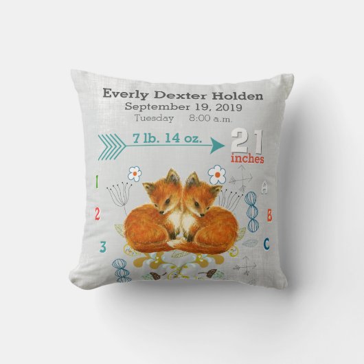 子供部屋ベビー誕生状態キツネ矢印パターン クッション (正面)