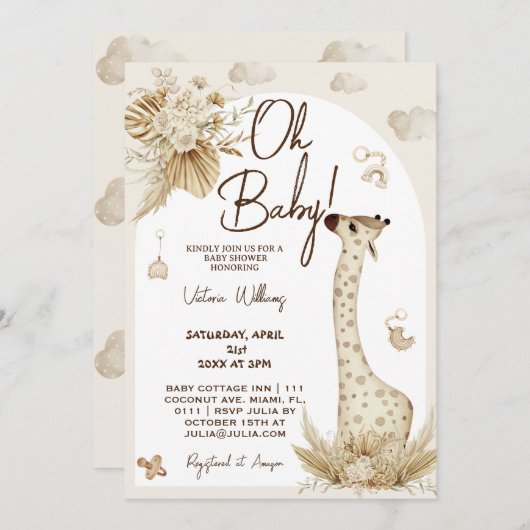 子供部屋ボホキリン赤ちゃんシャワー 招待状 (正面/裏面)