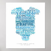 子供部屋ポスター男の赤ちゃんバビグロギフト生まれたばかりのギフト ポスター (正面)