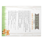 子供部屋ライムウッドランドキツネベビーシャワーゲームパック ノートパッド (正面)