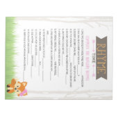 子供部屋ライムガールキツネベビーシャワーゲームパック ノートパッド (正面)